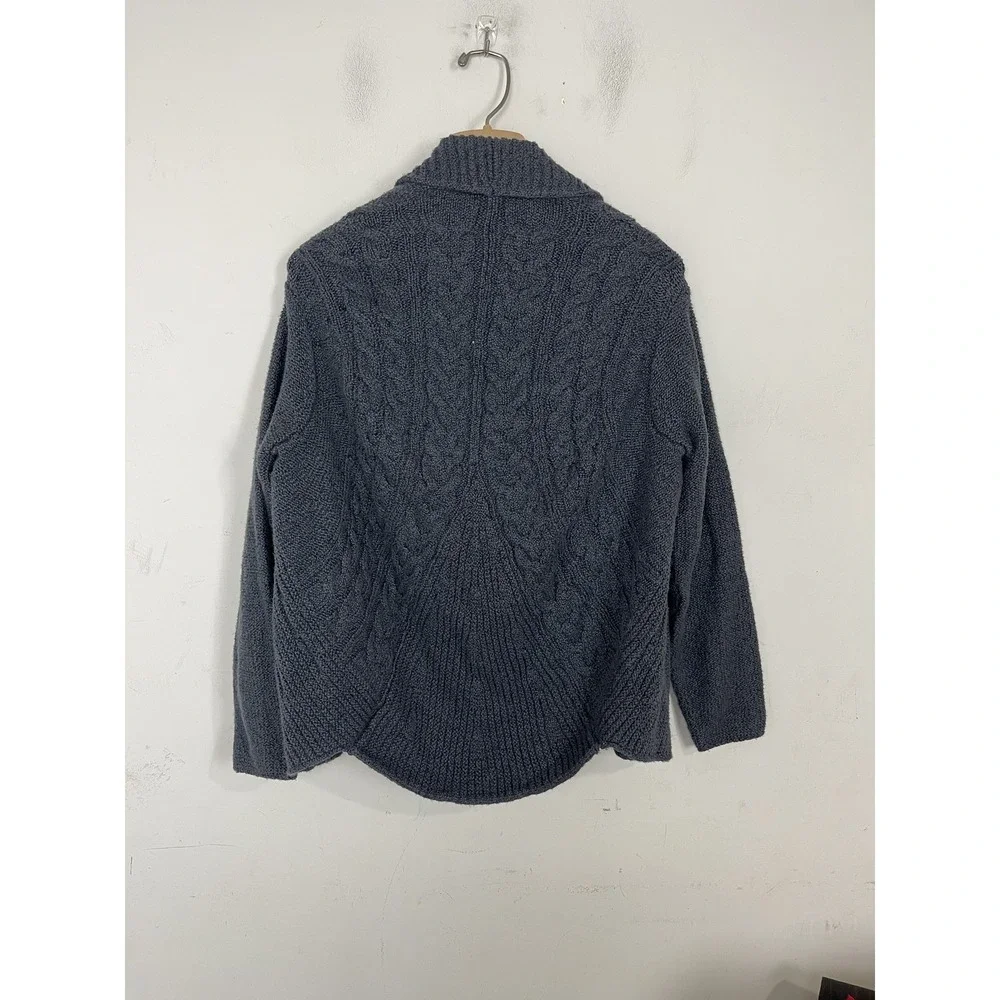 Pure‎ Jill Womens S Cable Knit 100% Cotton Open Drape Cardigan Sweater Gray